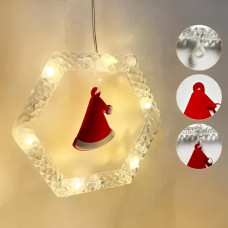 Гірлянда штора 10 ниток Шестикутники з фігурами та кульки від USB SF-50 Тепле світло