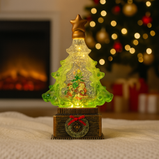 Світильник-нічник "Ялинка" сніжна куля з підсвіткою і металією (XHF-8003), Новорічний сувенір