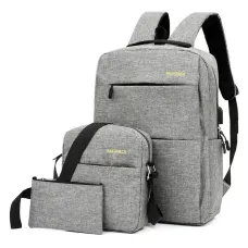 Универсальный комплект для ежедневного использования Backpack Black 3 в 1 Рюкзак Сумка Клатч Серый