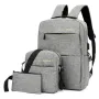 Универсальный комплект для ежедневного использования Backpack Black 3 в 1 Рюкзак Сумка Клатч Серый