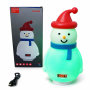Дитячий акумуляторний нічник-Сніговик з RGB-підсвіткою, Bluetooth-колонкою та функцією годинника