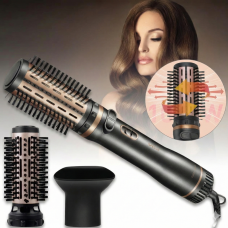Електрична фен-щітка стайлер для укладання волосся 1000 Вт 3 режими VGR V-496 Чорний 3 насадки