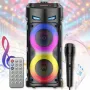 Портативна Bluetooth колонка з RGB-підсвіткою і дротовим мікрофоном ZQS4239S 16W