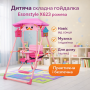 Дитяча складна гойдалка Esonstyle X623 рожева, з козирком від сонця, музикою та підсвіткою, для дому і вулиці
