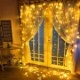 Новорічна яскрава USB гірлянда-штора на 200 LED 3х2 м і 10 ниток Теплий білий