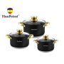 Набір каструль Haus Roland HR131-6, 3 шт. з неіржавкої сталі 2,9/3,9/5,1 л. Чорний (HR131-6)