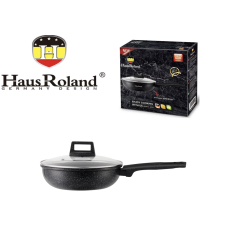 Сковорода Haus Roland HR167-3, 24 см, алюмінієва, 2,9 л, з кришкою. Чорний (HR167-3)