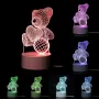 УЦІНКА! 3D нічник Ведмедик із серцем + пульт, від USB/Акриловий світильник/Лемпа-нічник (Плохе паковання 3280)
