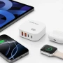 Зарядное устройство 4in1, 120W, 2xUSB-A, 2xType-C, Super Fast, Белый / Сетевой адаптер питания / Быстрая зарядка для телефона