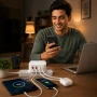 Зарядное устройство 4in1, 120W, 2xUSB-A, 2xType-C, Super Fast, Белый / Сетевой адаптер питания / Быстрая зарядка для телефона