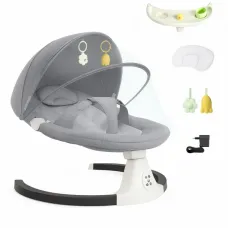 Дитячі електрокачелі-шезлонг WX-088, крісло-гойдалка з музикою, автоматична колиска з балдахіном