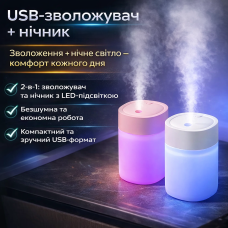 Нічник-зволожувач повітря X-37 — компактний USB-зволожувач з LED-підсвіткою для дому, офісу й автомобіля