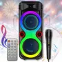 Портативная Bluetooth колонка 2х8" с проводным микрофоном и RGB подсветкой ZQS8275 40W