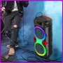 Портативная Bluetooth колонка 2х8" с проводным микрофоном и RGB подсветкой ZQS8275 40W