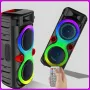 Портативная Bluetooth колонка 2х8" с проводным микрофоном и RGB подсветкой ZQS8275 40W