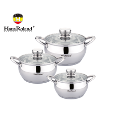 Набір каструль Haus Roland HR113-1, 3 шт. з неіржавкої сталі 2,6/3,6/6,1 л. Сріблястий (HR113-1)