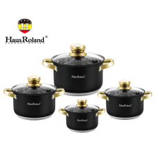 Набір каструль Haus Roland HR131-7, 4 шт. з неіржавкої сталі 2,1/2,9/3,9/6,1 л. Чорний (HR131-7)