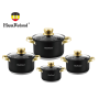 Набір каструль Haus Roland HR131-7, 4 шт. з неіржавкої сталі 2,1/2,9/3,9/6,1 л. Чорний (HR131-7)