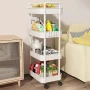 Етажерка на колесах 4 полиці біла підлогова Storage rack AN906