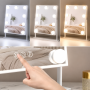 Косметичне дзеркало, з підсвіткою, Голлівудське, 9 LED, 10Х, Біле/Дзеркало з лампочками/Настільне дзеркало для макіяжу