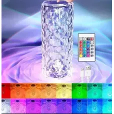 УЦЕНКА! Настольная аккумуляторная лампа с пультом 22см ночник Роза RGB Crystal Rose.(Плохая упаковка, трещина на корпусе 3274)