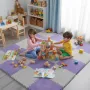 М'який килимок-пазл із пухнастим ворсом 30×30 см Фіолетовий килимок-пазл протиударний і антиковзний