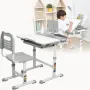 Дитяча металопластикова парта-ростишка зі стільчиком з регулюванням висоти та лампою Bambi M 4428-11 Сірий