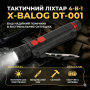 Фонарик ручной мультифункциональный светодиодный аккумуляторный X-BALOG DT-001 с ножом, стеклобоем и клипсой, USB Type-C, черный