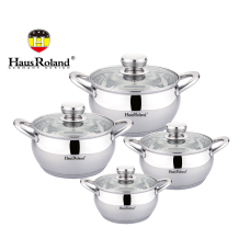 Набір каструль Haus Roland HR113-2, 4 шт. з неіржавкої сталі 1,9/2,6/3,6/6,1 л. Сріблястий (HR113-2)