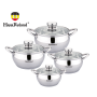 Набір каструль Haus Roland HR113-2, 4 шт. з неіржавкої сталі 1,9/2,6/3,6/6,1 л. Сріблястий (HR113-2)