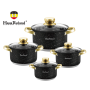 Набір каструль Haus Roland HR131-10, 4 шт. з неіржавкої сталі 2,1/2,8/3,9/6,1 л, з гранітним покриттям. Чорний (HR131-10)