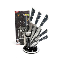 Набір ножів Haus Roland HR615-3, 9 предметів на підставці, що обертається. Сріблястий (HR615-3)