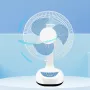 Вентилятор 12" на акумуляторі 4500 мАч із сонячною панеллю та 2 LED лампами Megatop MG008