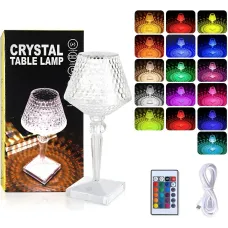 ОЧЕНКА! Настільна LED-лампа Crystal Table Lamp RGB із сенсорним керуванням, пультом керування, 16 кольорами (Плохе паковання 3549)