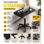 Журнально-кавовий столик (26011) Чорний 60×40 см на колесах, поворот 360°, гідравлічне регулювання висоти 58 75 см