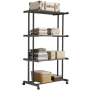 Етажерка металева RIAS Clothes Drying Rack 8041 на колесах, 4 яруси, 155×80×40 см, чорна