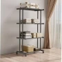 Етажерка металева RIAS Clothes Drying Rack 8041 на колесах, 4 яруси, 155×80×40 см, чорна