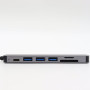 USB-хаб 7в1, Type-C to HDMI + SD + TF + 3xUSB + PD, Сірий / USB розгалужувач для ноутбука / ЮСБ хаб