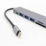 USB-хаб 7в1, Type-C to HDMI + SD + TF + 3xUSB + PD, Сірий / USB розгалужувач для ноутбука / ЮСБ хаб