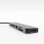 USB-хаб 7в1, Type-C to HDMI + SD + TF + 3xUSB + PD, Сірий / USB розгалужувач для ноутбука / ЮСБ хаб
