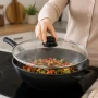 Кришка для сковороди 32 см, загартоване скло, з отвором для пари, Прозора/кришка для каструлі/скляна кришка