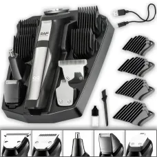 Акумуляторна машинка з 5 змінними головками та 4 насадками для стриження RAF R.4020