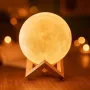 УЦЕНКА! Светильник-ночник 3D слой Луна Moon Lamp на деревянной подставке 15 см (Плохая упаковка 3337)