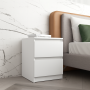 Приліжкова тумба без ручок із двома шухлядами, біла, STL-MD 78 30×32×41 см