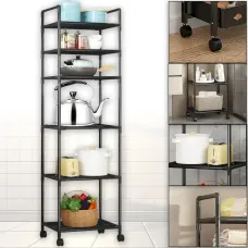 УЦІНКА! 6-рівневий підлоговий стелаж для зберігання з роликами (Плохе паковання, немає верхньої полиці 3392)