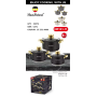 Набір каструль Haus Roland HR131-11 (3 шт) з нержавіючої сталі 2,9/3,9/5,1 л, з гранітним покриттям, Чорний
