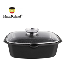 Сковорода-смаження Haus Roland HR145-1, 32 см, алюмінієва, 7,6 л, з кришкою. Чорний (HR145-1)