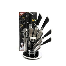 Набір ножів Haus Roland HR615-2, 9 предметів на підставці, що обертається. Сріблястий (HR615-2)