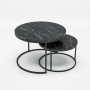 Набір журнальних столиків Solme Homepaketo 2 в 1 Marble Black, круглі кавові столики 75 см і 60 см із мармуровою стільницею