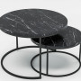 Набір журнальних столиків Solme Homepaketo 2 в 1 Marble Black, круглі кавові столики 75 см і 60 см із мармуровою стільницею